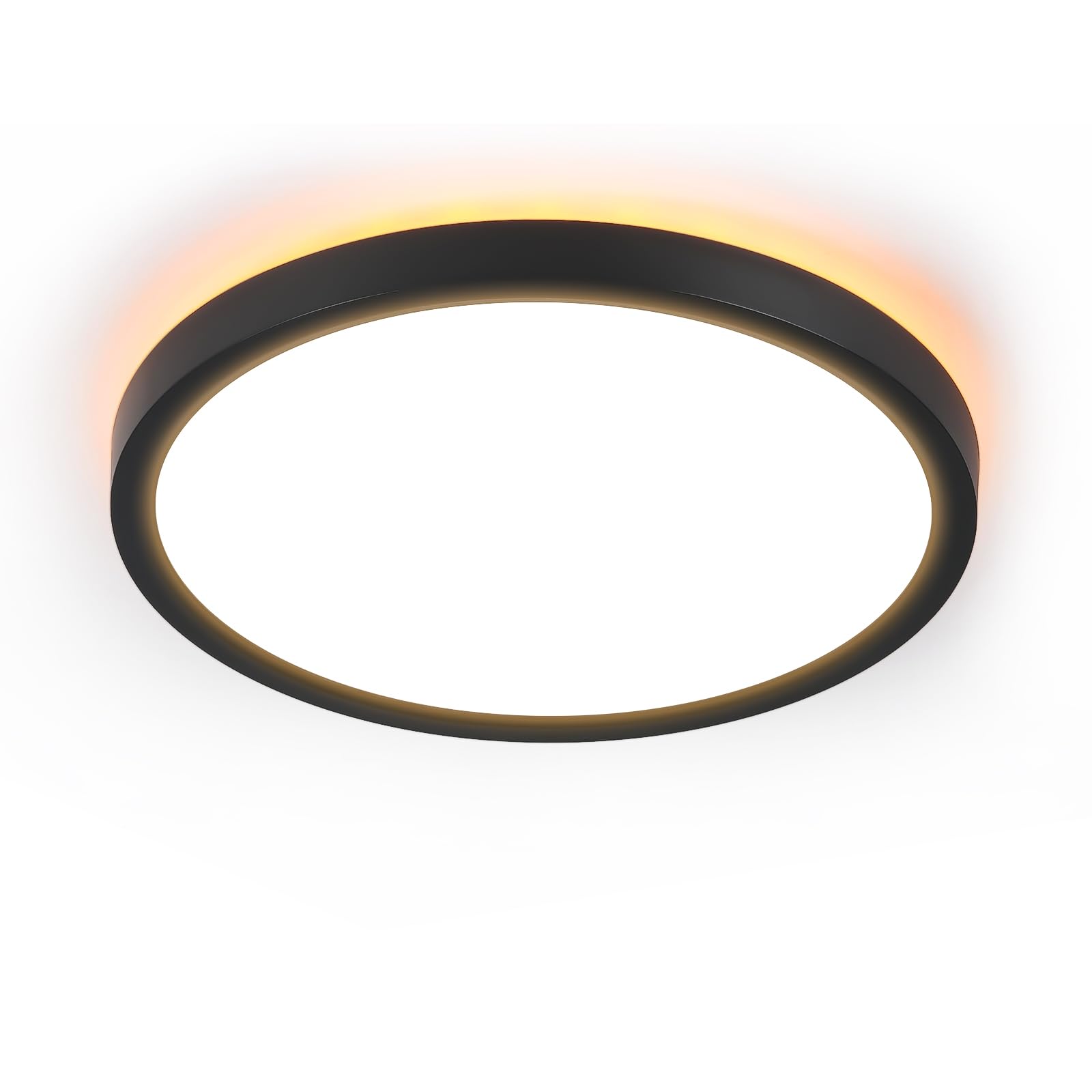 22CM白/黑色圆形侧发光吸顶灯+背部小夜灯