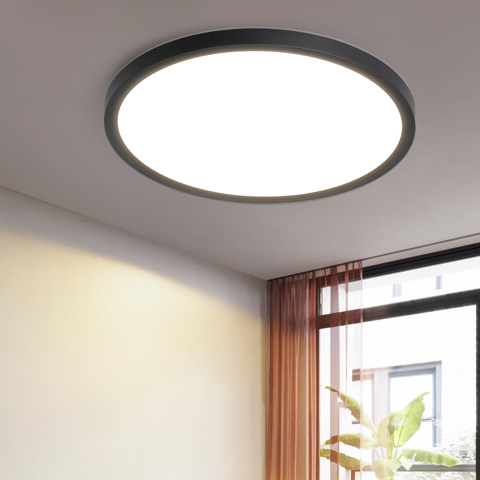 30CM白/黑色圆形侧发光菱晶板吸顶灯