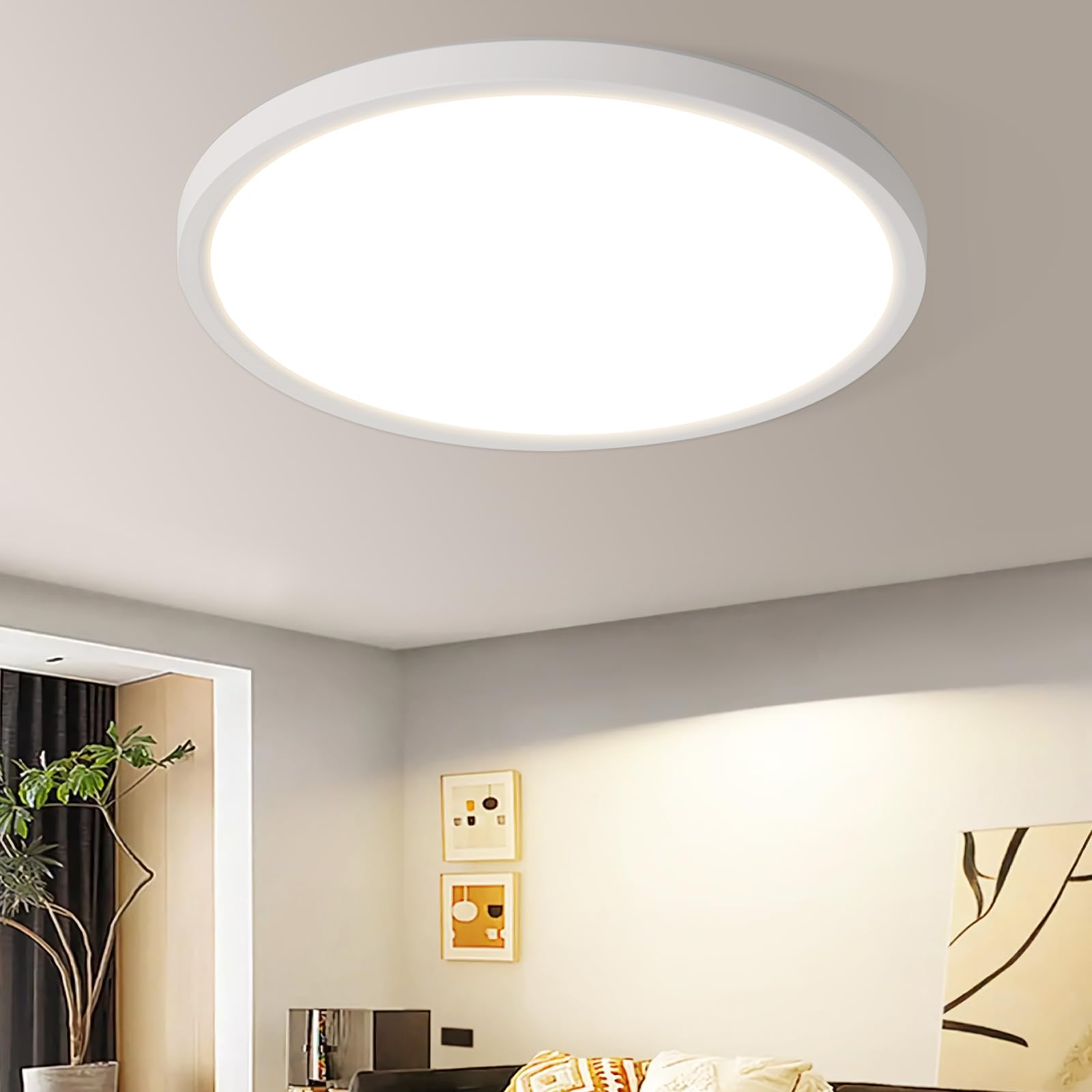 22CM白/黑色圆形侧发光菱晶板吸顶灯