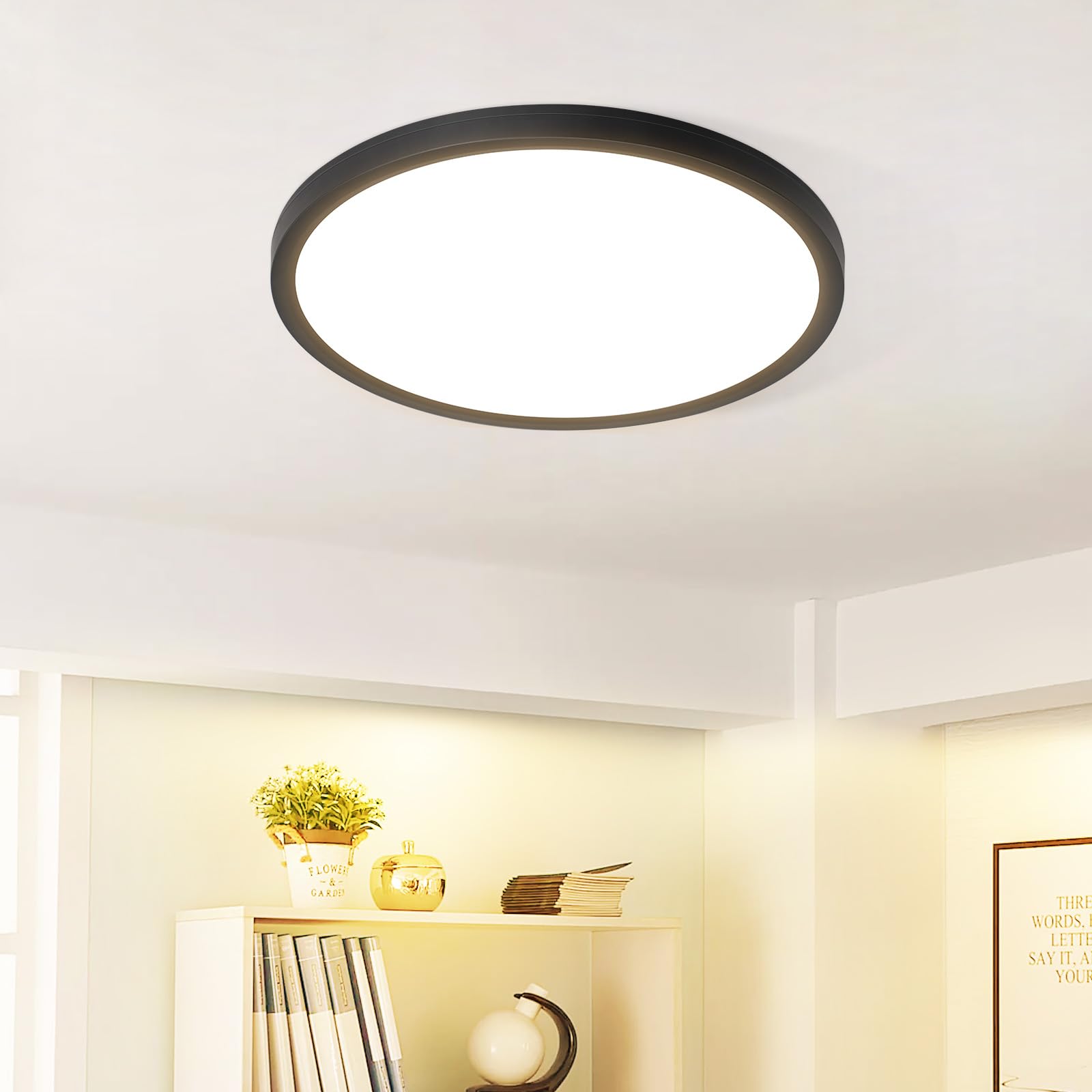 18CM白/黑色圆形侧发光菱晶板吸顶灯3000K/4000K/6500K