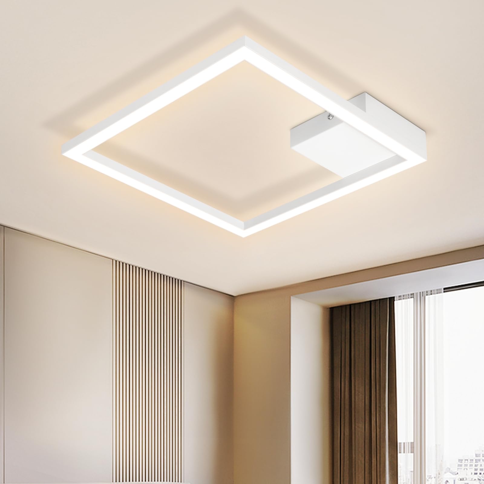 1头白/黑色PC罩方框吸顶灯