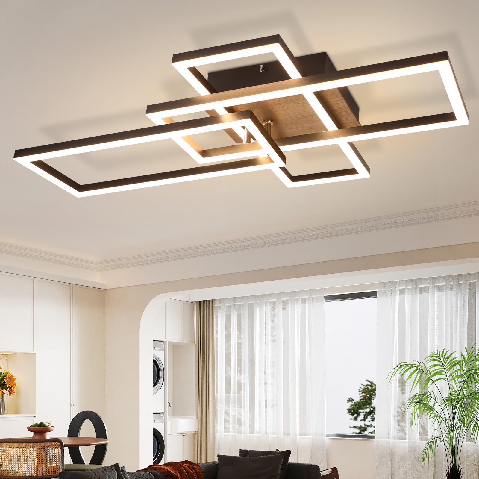 双头/三头交叉长方框木纹吸顶灯