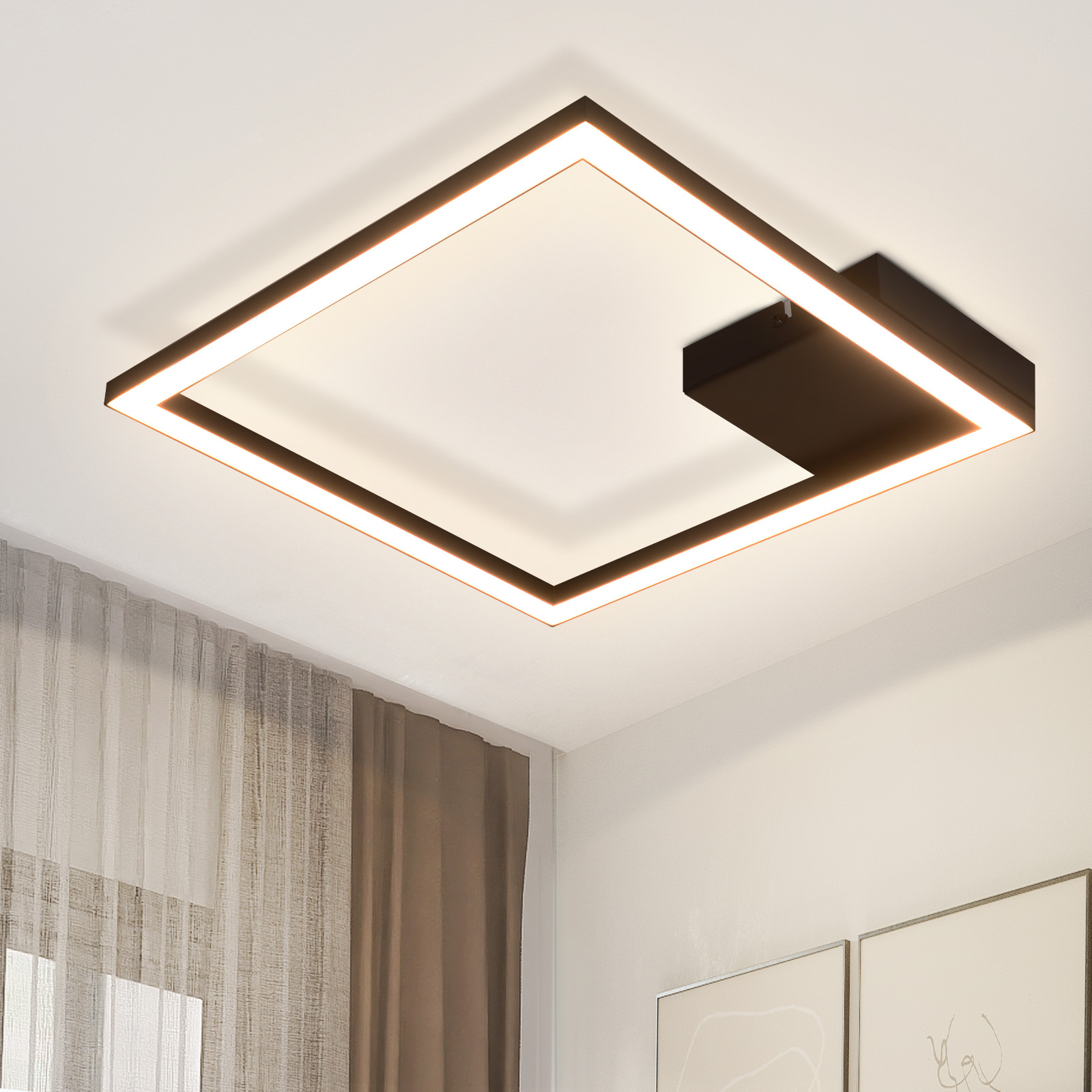 1头白/黑色PC罩方框吸顶灯