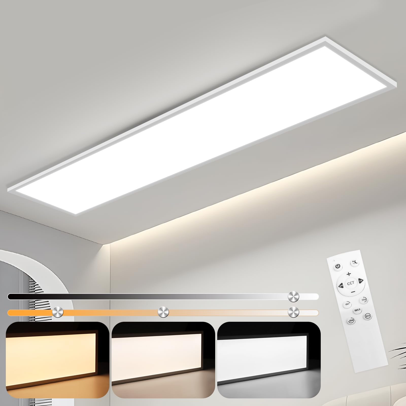 白/黑色120CM长方形面板灯