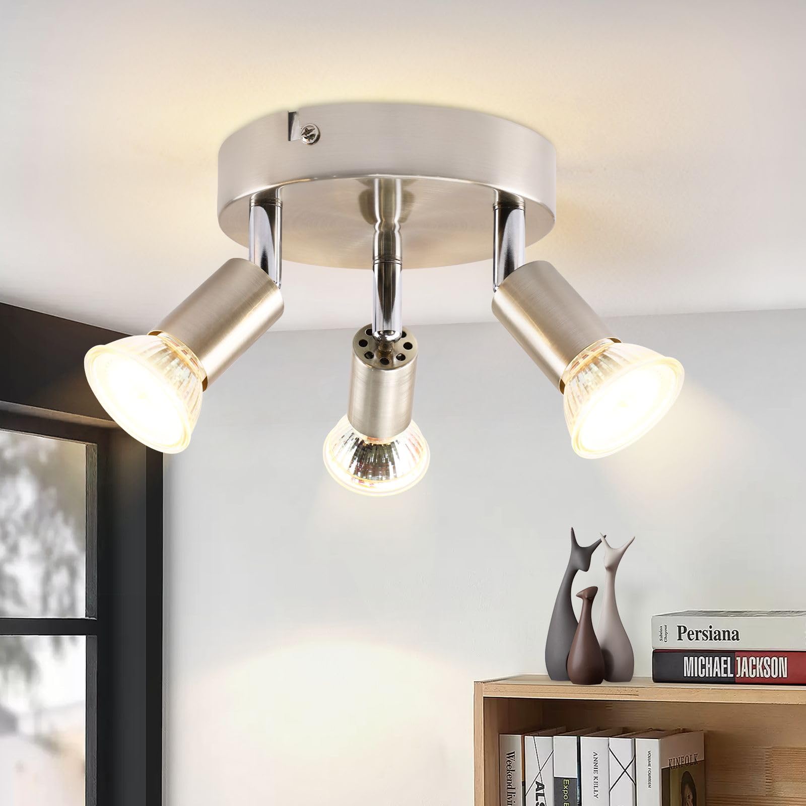 哑白/哑黑/沙镍色二头/三头圆盘GU10射灯