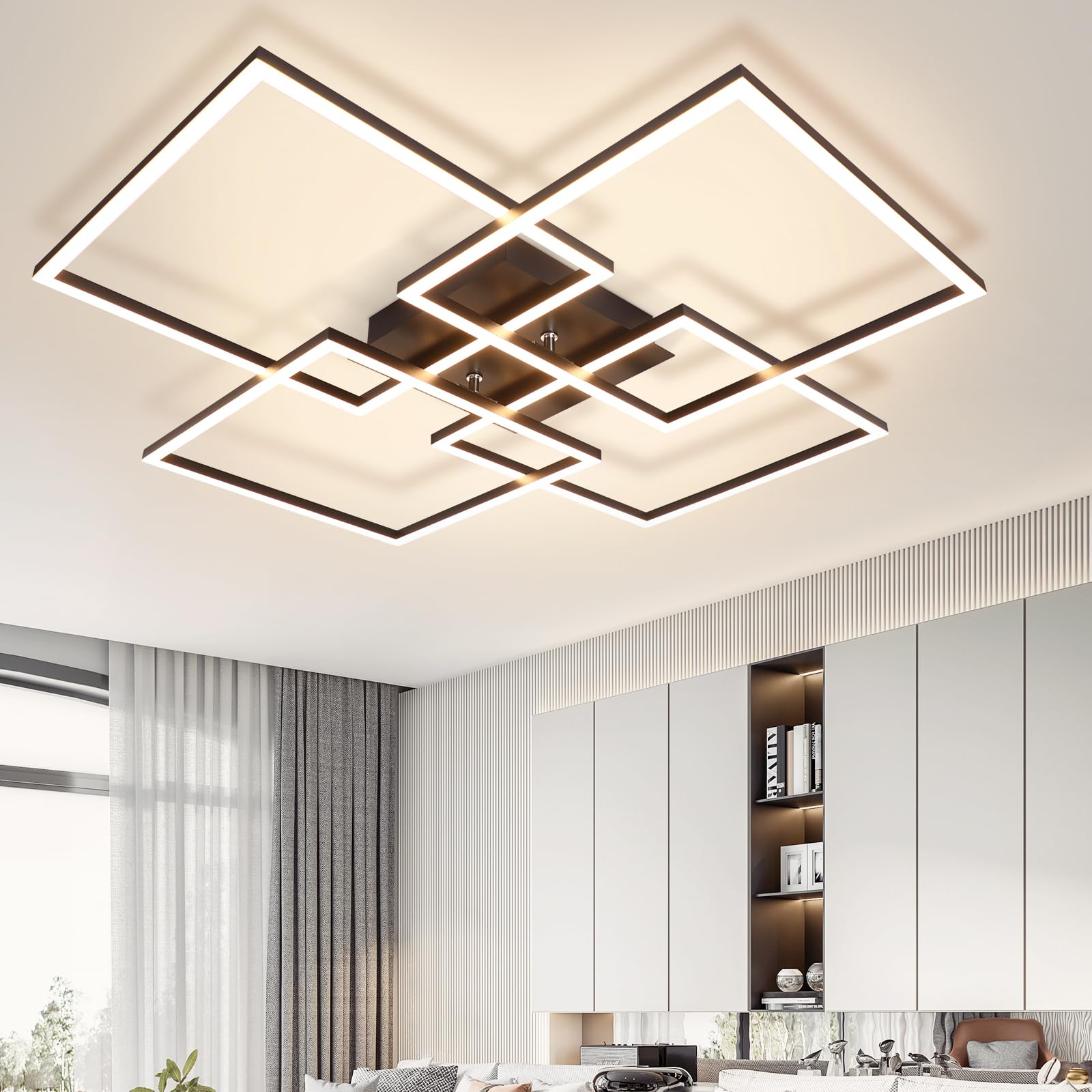 4头白/黑色交叉方框吸顶灯