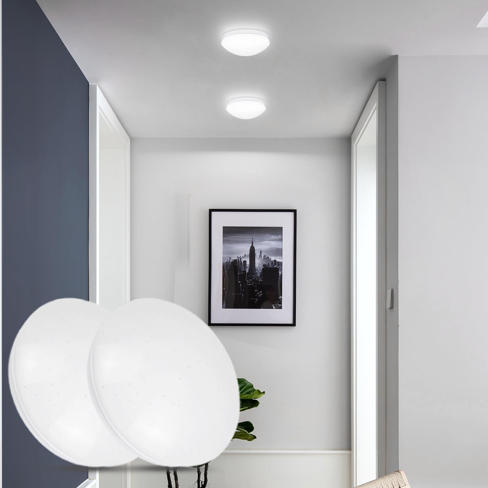 2-Piece LED Ceiling Light Hall Kitchen Ceiling Lamp - Ø16.5cm 5W Small Hall Light Starry Sky Kids' Room Warm White 3000K/4000K/6500K Round Ceiling Lighting for Dining Room Bedroom