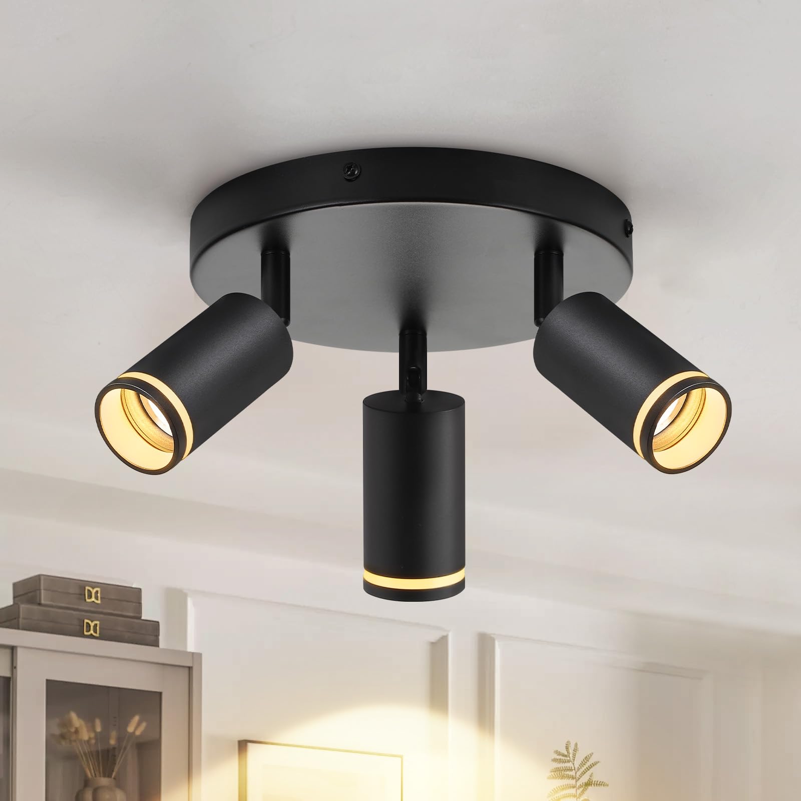 3头三号白/黑色圆盘GU10射灯