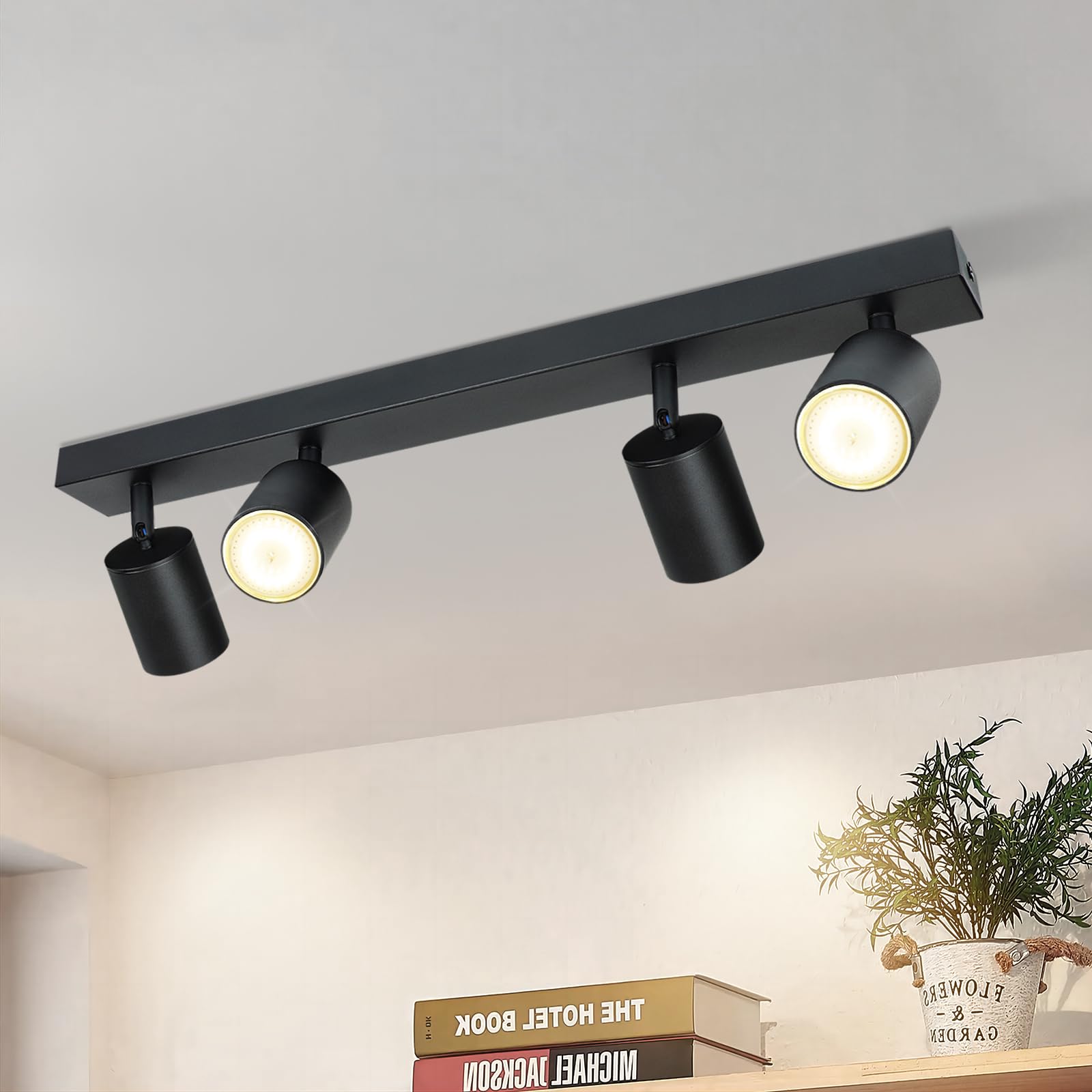 White/White 2/4/6-Light Ceiling Spotlight - GU10 Modern Square Adjustable Metal Ceiling Lamp 330° Swivel Hall/Kitchen Ceiling Light (No Bulbs Included)