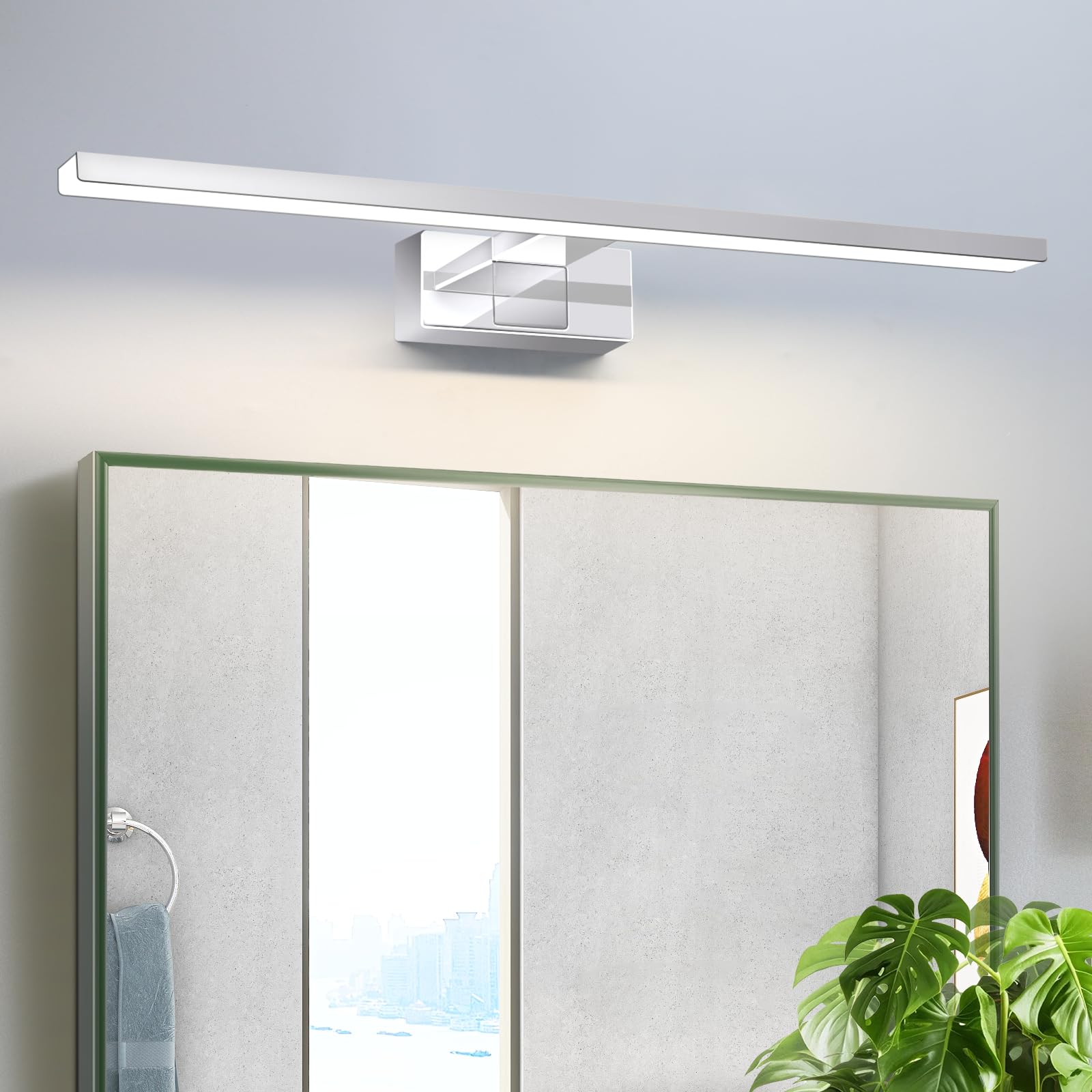 LED Mirror Bathroom Light - 6/8/12W Bathroom Wall Light 30/40/60CM Waterproof IP44 Chrome Modern Neutral White 4000K Wall-mounted Bath Light for Basement, Kitchen, Bathroom Cabinet