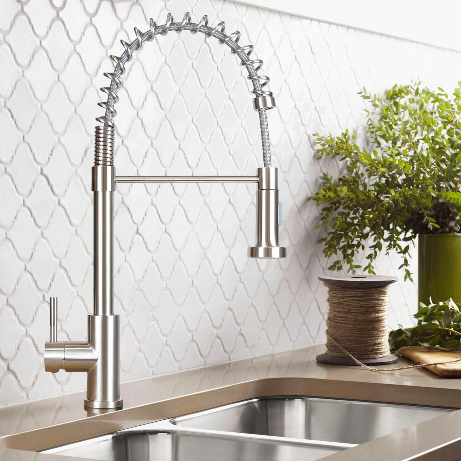 弹簧抽拉水龙头沙镍色