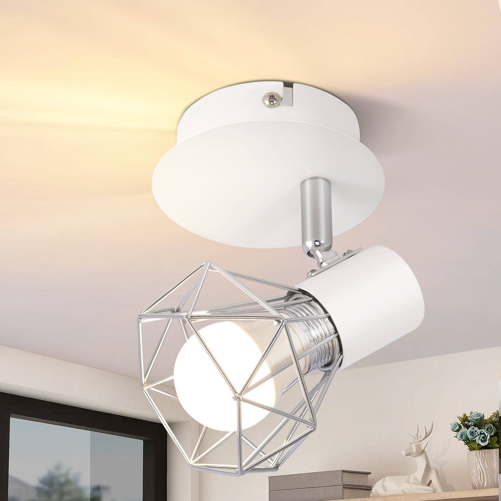 白/黑色钻石铁网壁灯1头