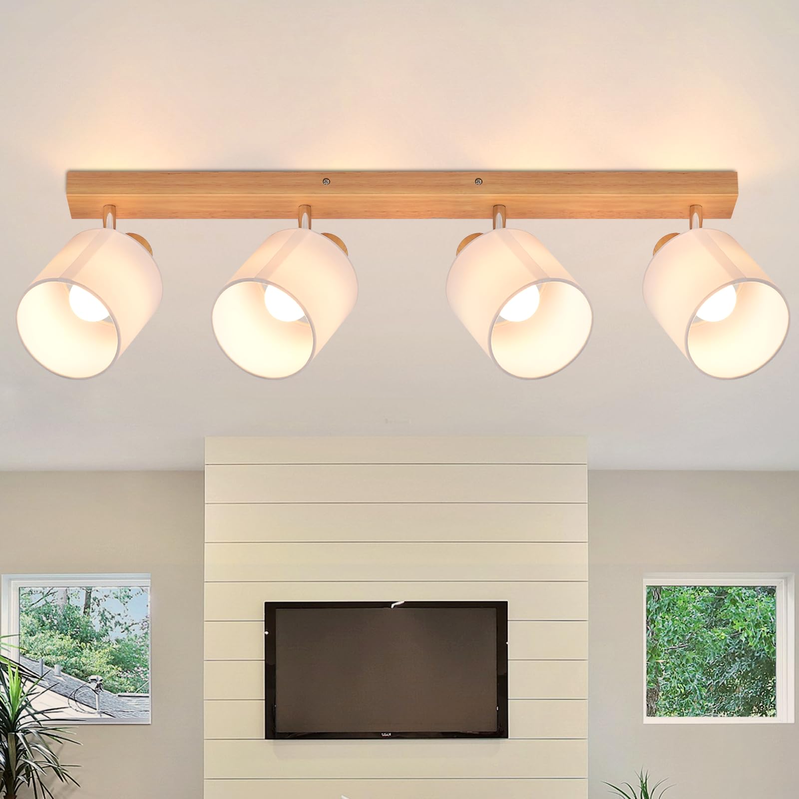 四头原木布罩射灯