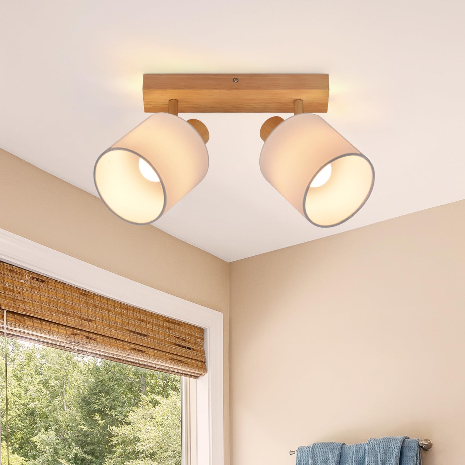 二头原木布罩射灯