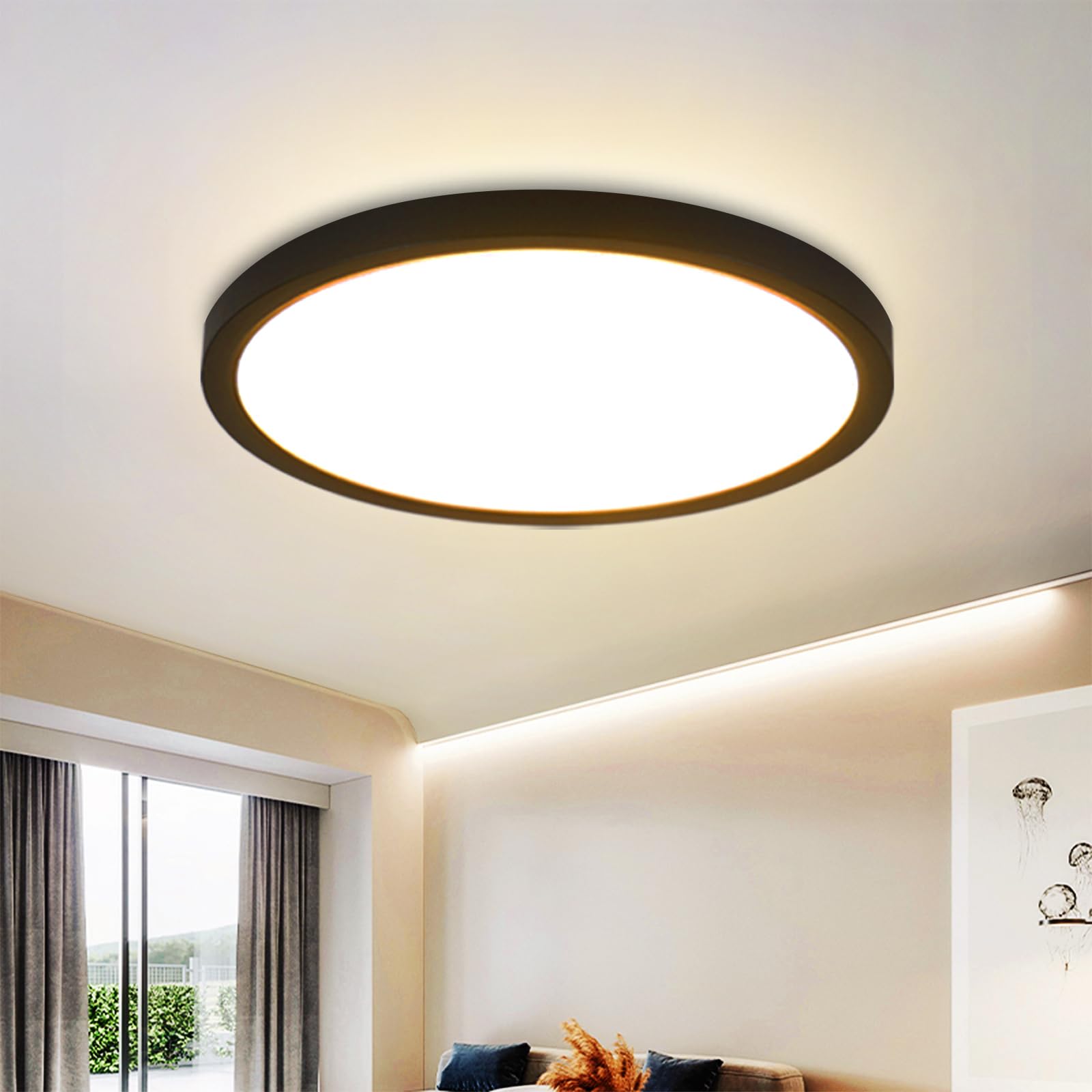 Ceiling Lamp LED Ceiling Light Bedroom - Ø23cm Bathroom Lamp Flat Bedroom Lamp Cool White 18W Kitchen Ceiling Lighting IP44 Waterproof Kitchen Lamp Round Hallway Lamp White for Bathroom Hallway