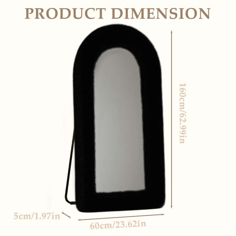 黑色、粉色仿毛皮框全身镜 | 轻奢ins风高级感卧室衣帽间落地镜 | 家用大尺寸试衣镜装饰镜