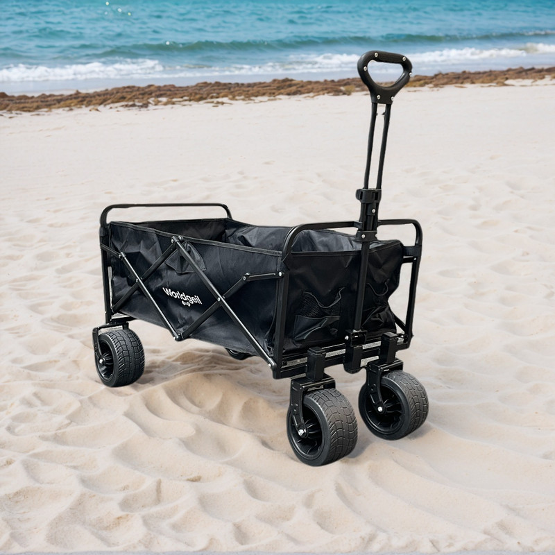 8 寸黑色户外推车 | 露营储物搬运 | 野餐装备运输 | 家用折叠承重小推车