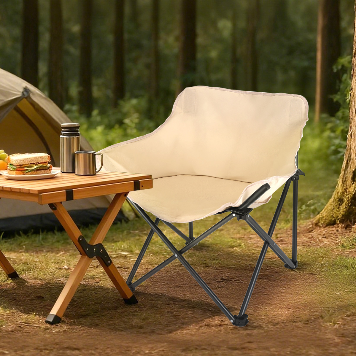 1/3件户外可折叠露营椅带收纳袋,月牙设计,适用于徒步、野餐、海滩等,徒步休息点适用,便携式露营椅,月牙椅,可折叠露营椅,独特造型椅,月牙形座椅,加固关节结构,紧凑收纳设计