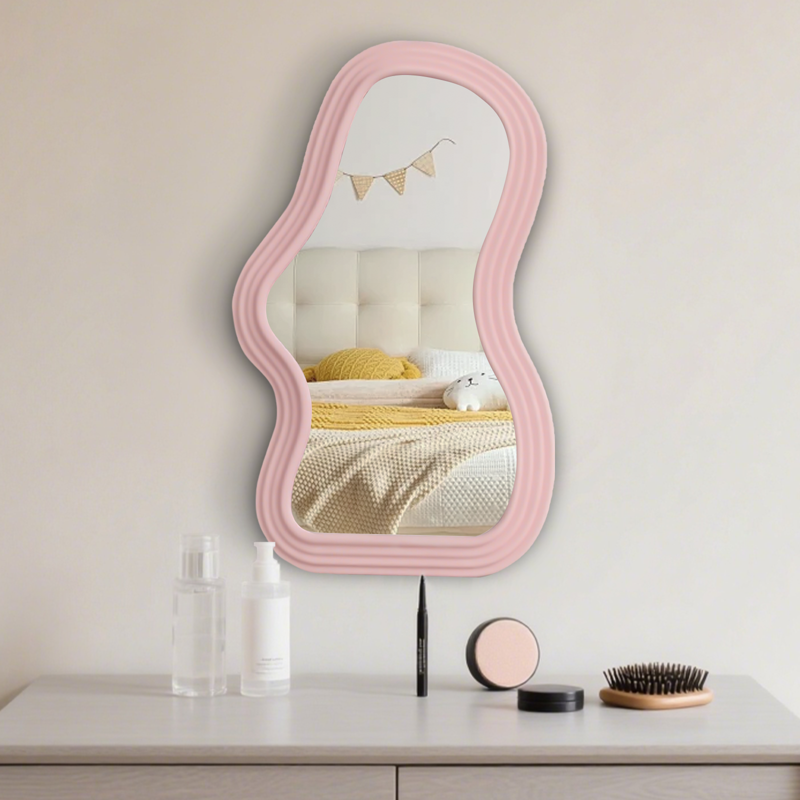 DAYS浴室镜,不规则壁镜,钢纹玻璃,铝框,装饰化妆镜,适用于客厅、卧室、洗手盆、走廊