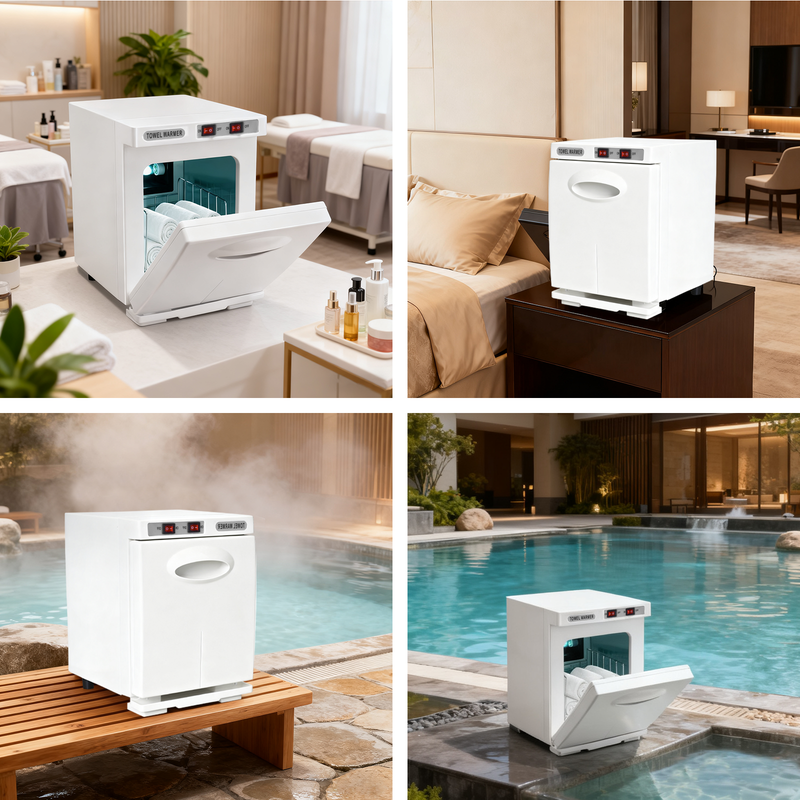5L白色毛巾消毒柜|紫外线+快速加热双重杀菌,99.9%除菌除螨率,守护洁净干爽。桌面式设计小巧不占地,适用于家庭、酒店、SPA等场景,食品级材质安全无异味,一键损作便捷,是提升健康防护的实用家居好物。