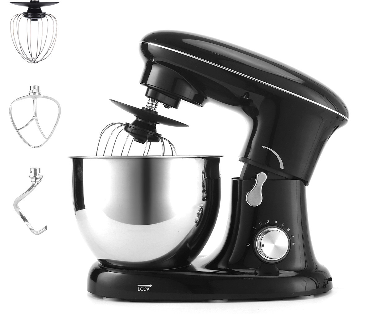 Tabletop blender, food mixer, comes with 3 accessories and 2 mixing bowls, suitable for egg beating, baking bread, cakes, and cookies in home kitchens