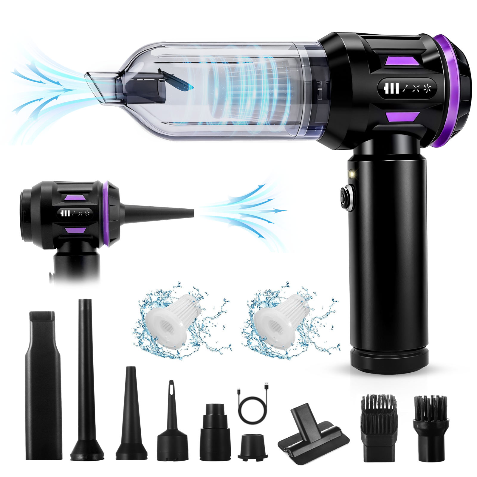 便携式无线吸尘器，高功率迷你吸尘器，多功能，适用于汽车、家庭、办公室、露营，以及清理电脑键盘和笔记本电脑的灰尘。