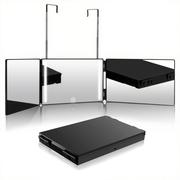 360度旋转镜，三面带挂钩化妆镜，便携式美容镜，高度可调折叠设计，剃须放大镜，适用于理发、剃须、化妆及发型设计