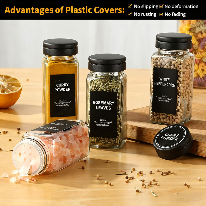 简单中式经典香料罐,12个装,多种标签用,满足各种收纳需求