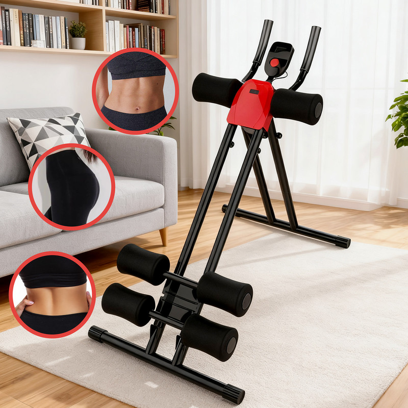 可调节折叠式腹部训练器，便携式家用健身器材，专为腹部塑形设计，无需电源/无电池操作，设计紧凑，适用于塑形和姿势支撑