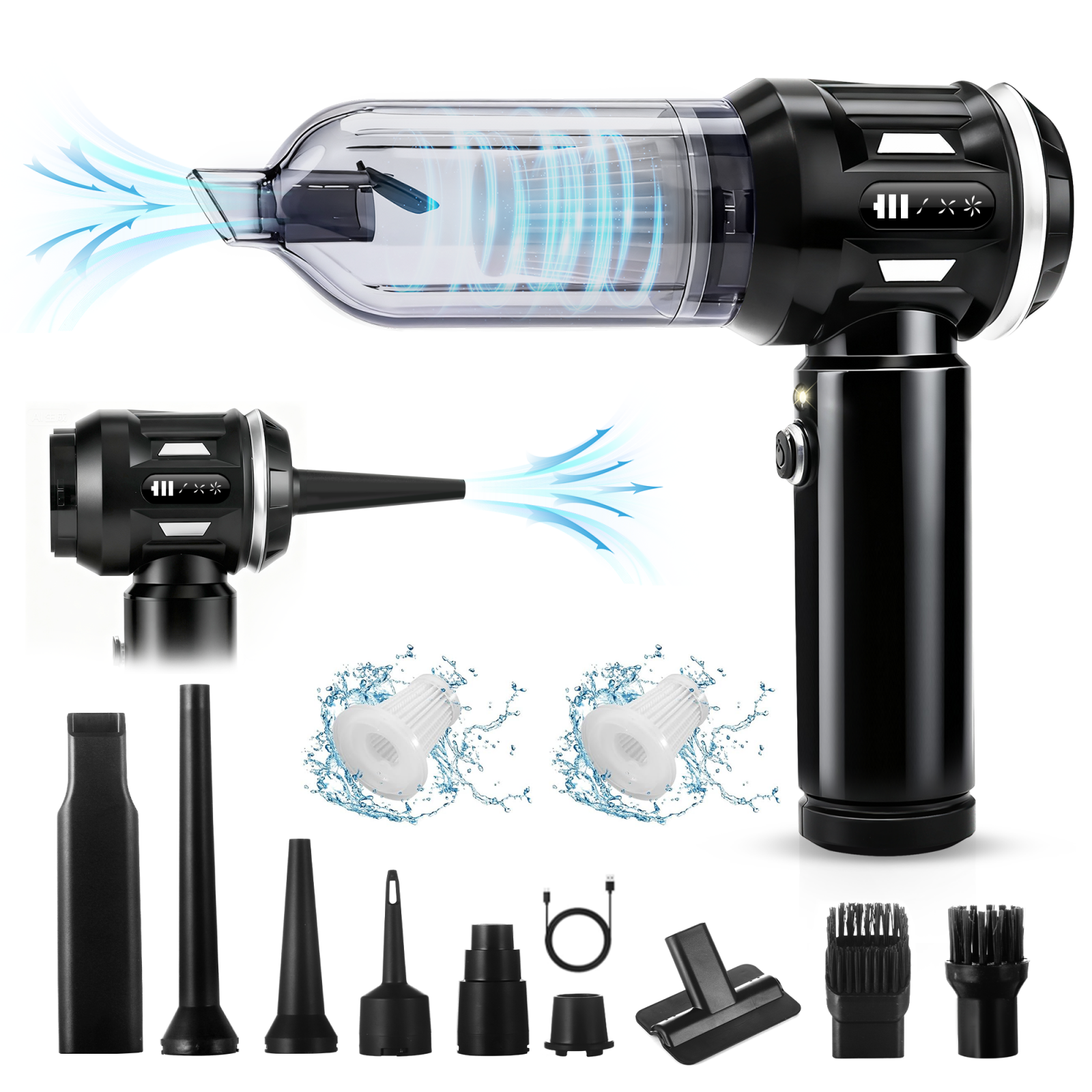 便携式无线吸尘器，高功率迷你吸尘器，多功能，适用于汽车、家庭、办公室、露营，以及清理电脑键盘和笔记本电脑的灰尘。