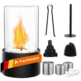 室内桌式壁炉-花园用桌面火盆-便携式高端圆形壁炉桌火，带配件-适用于阳台、露台和花园内的桌式壁炉套装