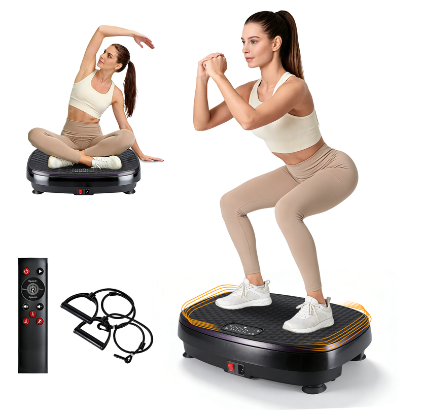 Vibration Plate Exercise Machine, Vibration Fitness 2 Resistance Bands, Home Exercise Equipment for Body Toning