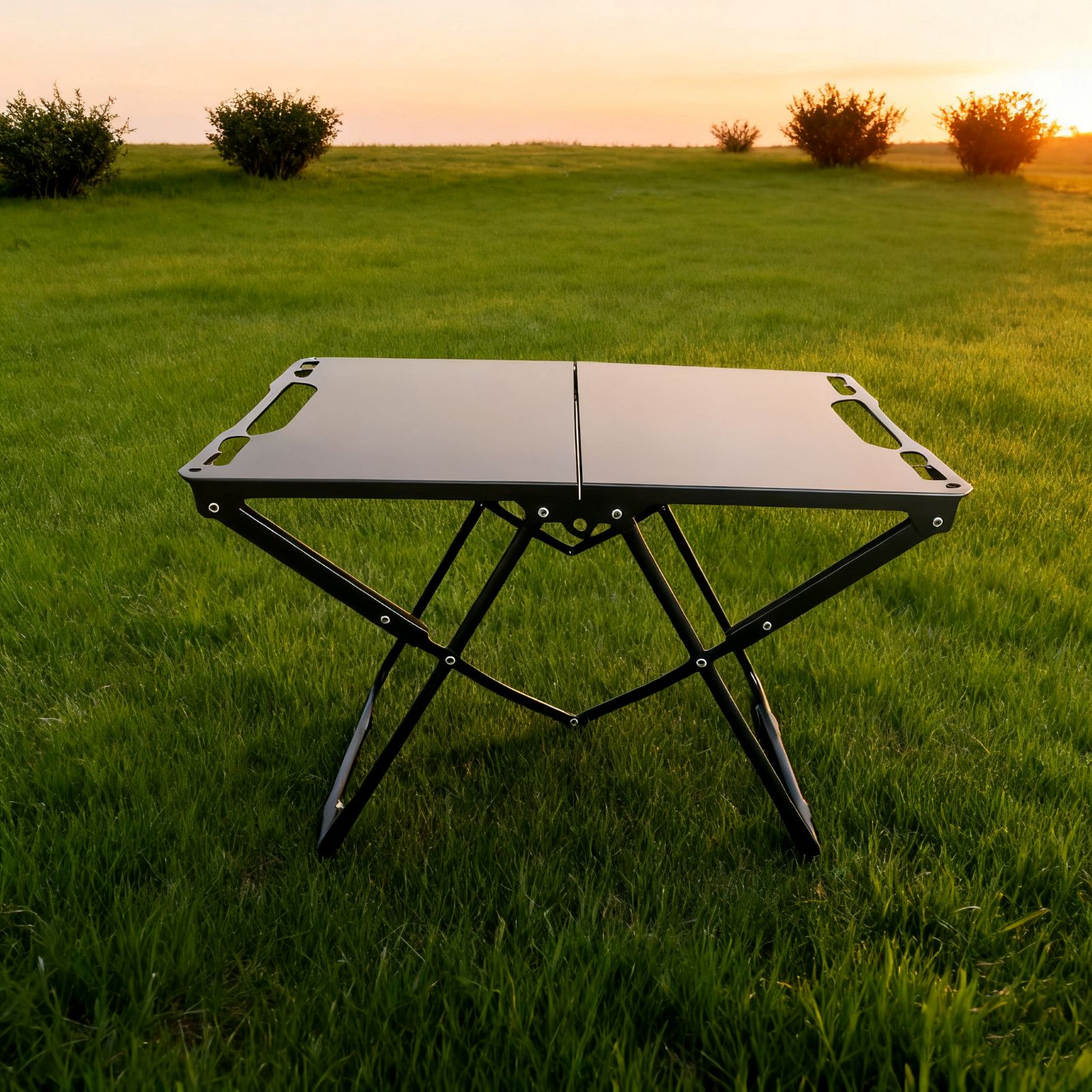 Outdoor folding table, folding camping table, portable folding table, strong load-bearing capacity, suitable for outdoors, beaches, terraces, parties, green, black