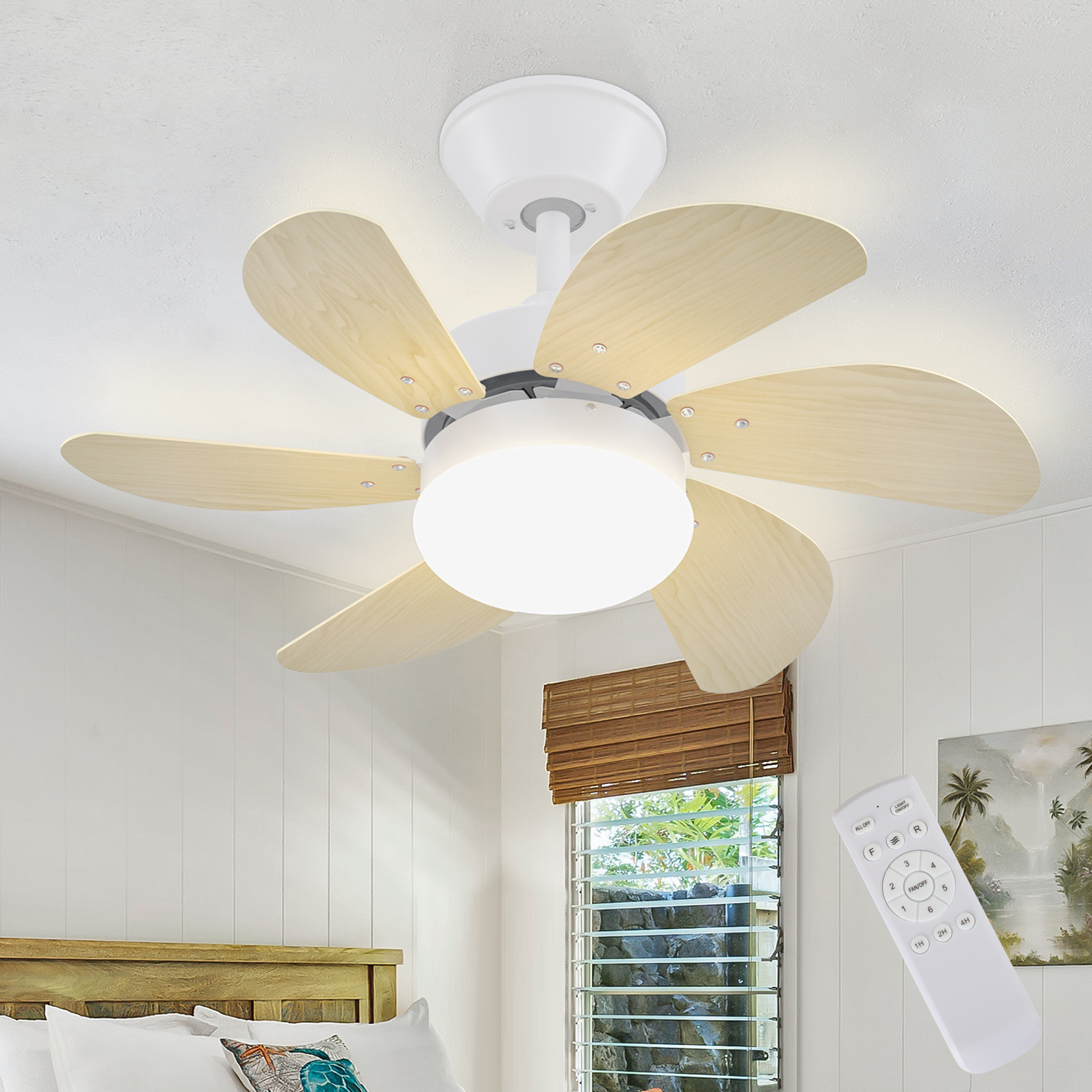 Deckenventilator Mit Beleuchtung Leise - Ø75 cm Deckenlampe Wohnzimmer Ventilator Deckenleuchte Fernbedienung Wohnzimmerlampe Fan Sommer-/Winter für Schlafzimmer Esszimmer Ohne leuchtmittel
