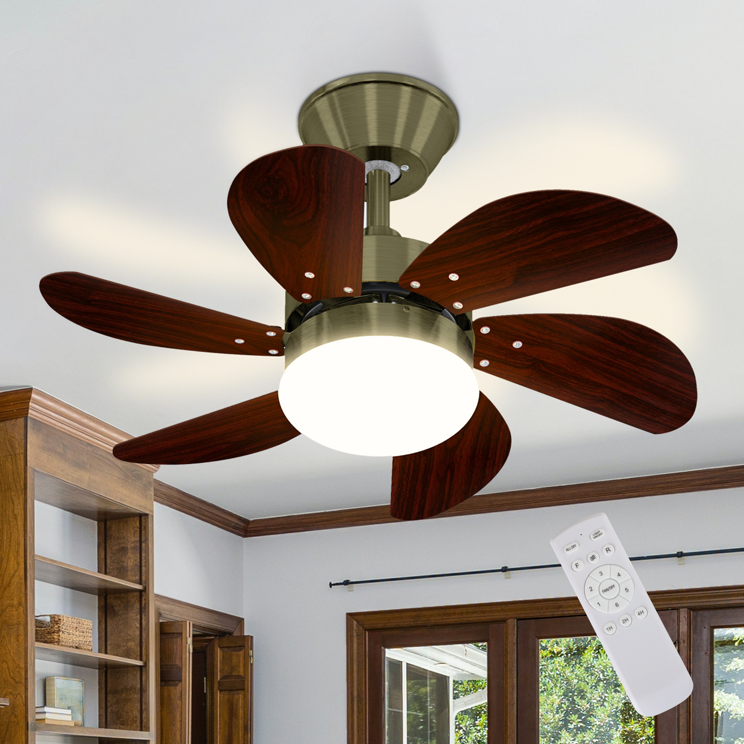 Deckenventilator Mit Beleuchtung Leise - Ø75 cm Deckenlampe Wohnzimmer Ventilator Deckenleuchte Fernbedienung Wohnzimmerlampe Fan Sommer-/Winter für Schlafzimmer Esszimmer Ohne leuchtmittel