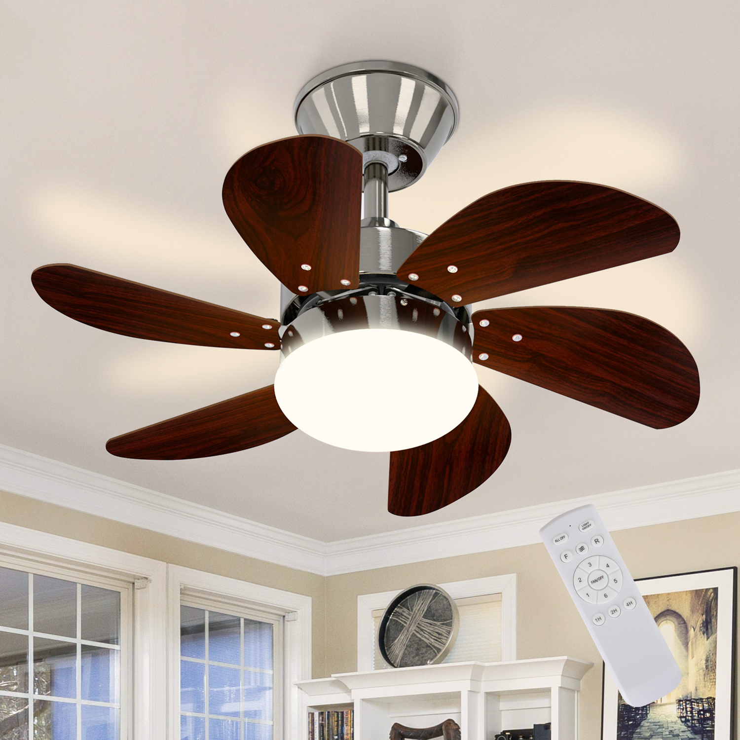 Deckenventilator Mit Beleuchtung Leise - Ø75 cm Deckenlampe Wohnzimmer Ventilator Deckenleuchte Fernbedienung Wohnzimmerlampe Fan Sommer-/Winter für Schlafzimmer Esszimmer Ohne leuchtmittel