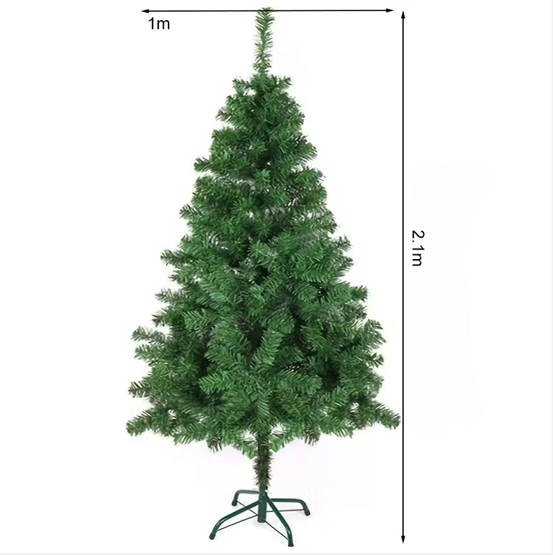 2.1m Artificial Christmas Tree - Full-Coverage PE Branches, PE+PVC Christmas Tree, Holiday Decorations, Realistic Pre-Lit Festive Tree，Realistic Fir Needle Design, Odorless & Needle-Free, Heavy Base for Stability, Easy Assembly, Year-Round / Holiday Tree