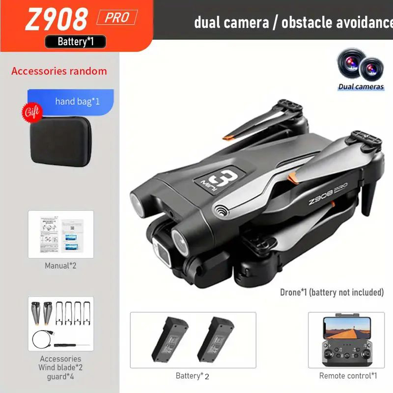 Z908 Pro 150° ESC Dual-Camera Drone, 4K Dual-Camera One-Key Lift 3-Way Obstacle Avoidance, Ideal Festival Gift & Beginner-Friendly Aerial Aircraft