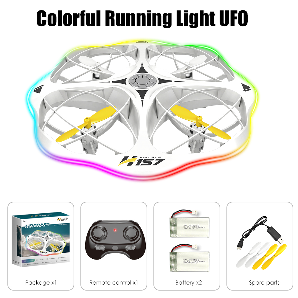 H158 360° 智能避障 UFO 无人机 炫彩RGB流光灯 360° 特技翻滚 螺旋桨保护 一键升降 新手适用节日礼物飞行器