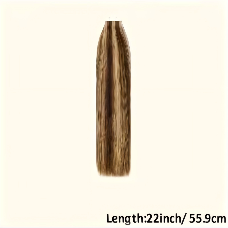 20pcs Remy Human Hair Tape-In Extensions, 100% Virgin Remy Hair, Seamless Straight, 4P27# Brown Blonde/Pale Beige Blonde, 16-26 Inch Length Options, Professional Styling for Women