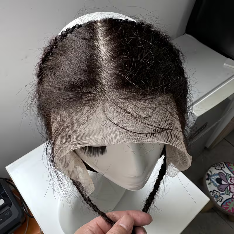 女士蕾丝发际线前发片 1B# 自然黑 180% 密度 编发带款 无缝融合真人发前发际线