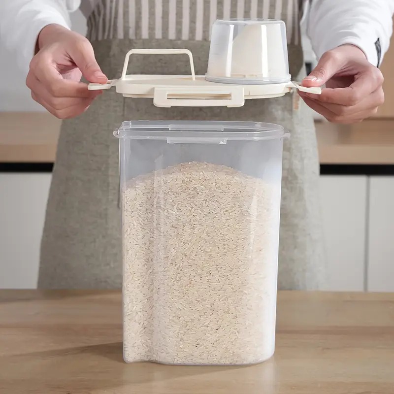 Airtight Food Storage Container with Locking Lid, BPA-Free Clear Stackable Rice Bucket, Insect-Proof & Moisture-Proof Kitchen Canister for Dry Goods & Cereals