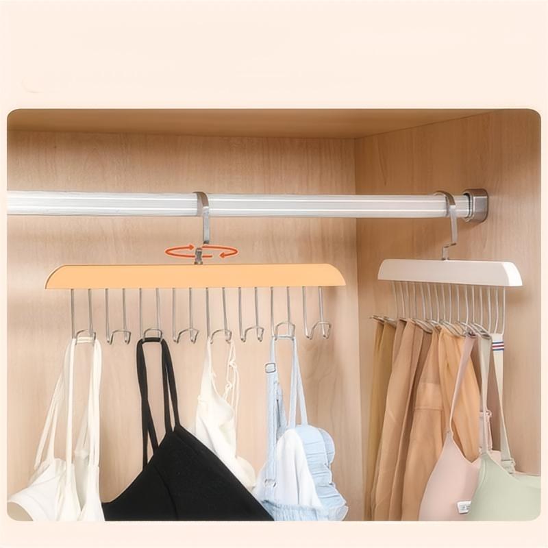 8-Hook Multi-Functional Underwear Storage Hanger, 360° Rotatable Camisole Scarf Rack, Space-Saving Belt Hook for Closet