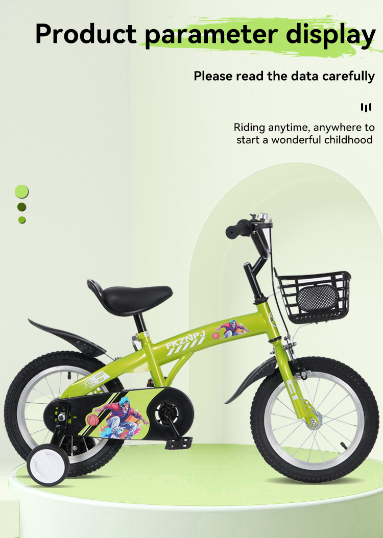 FKZNPJ 18 inch sporty kids bike with training wheels and stand Adjustable saddle Suitable for boys and girls aged 5-10 years tall Height 45-57 inches Available in a variety of colors 