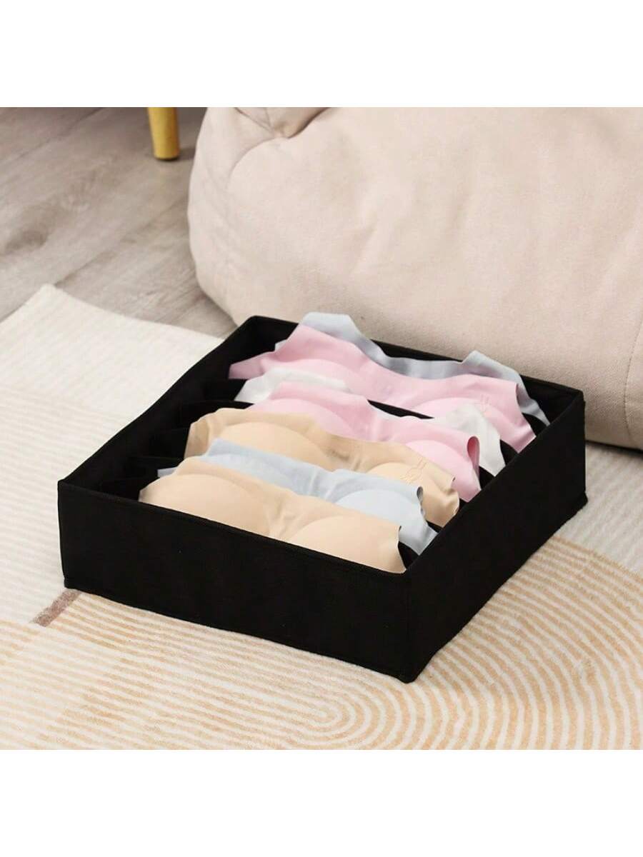 7-Cell Foldable Bra Organizer, Underwear & Lingerie Drawer Divider, Fabric Closet Storage Box