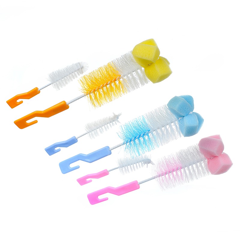 6-Piece Combination Multi-Functional Bottle Brush Set, Baby Bottle & Coffee Cup Cleaning Brushes, Sponge Nylon Dual-Head Cleaning Brushes, Portable & Compact
