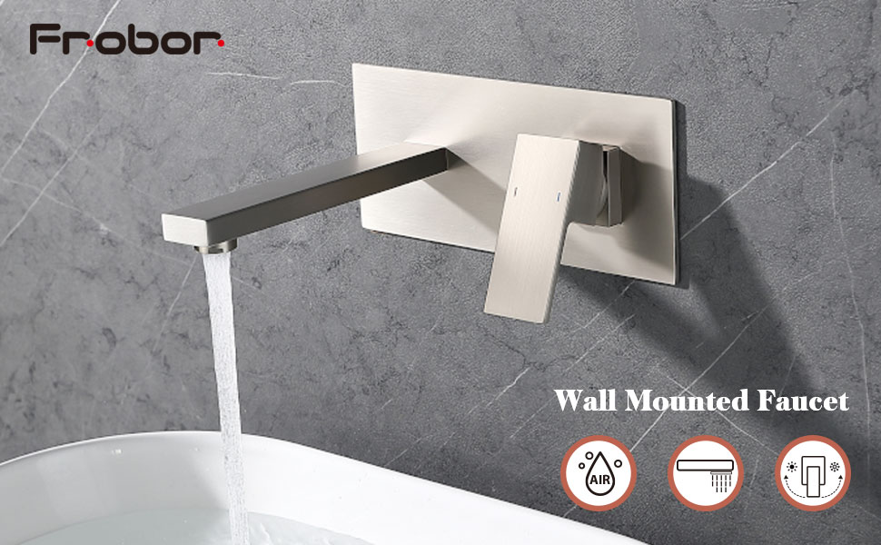Wall Mount Faucet for Bathroom Sink or Bathtub, Single Handle2 Holes Brass Rough-in Valve Included, Brushed Gold
