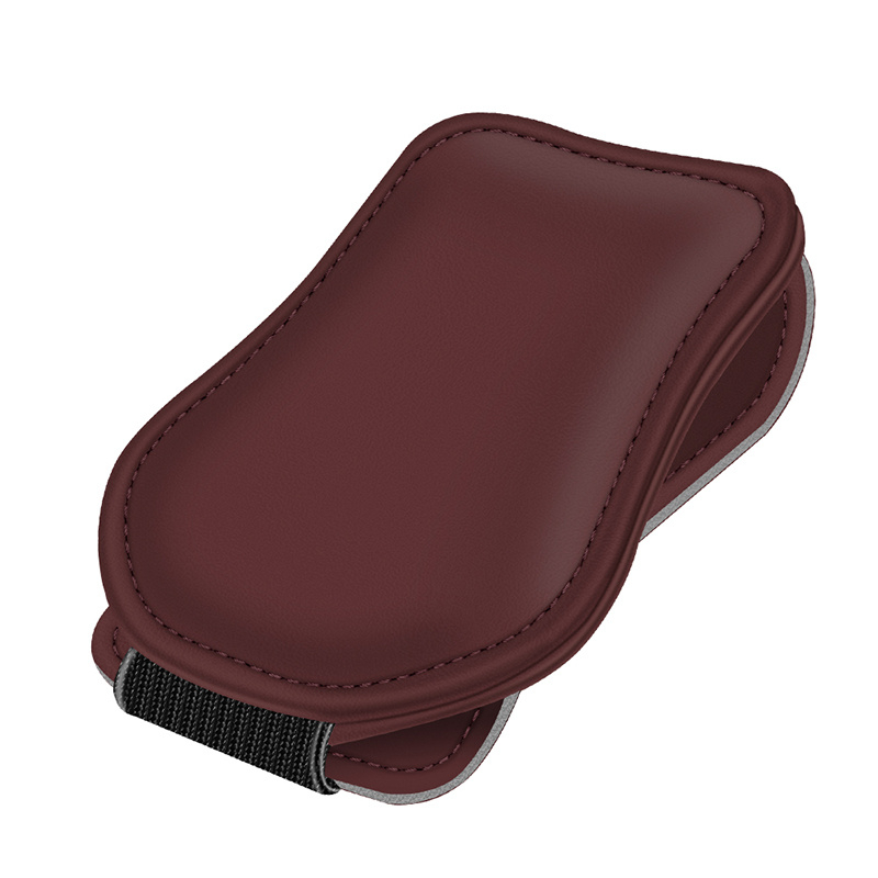 Multi-Functional Car Visor Sunglasses Holder, Leather Car Eyeglass Clip with Card & License Storage, Auto Interior Accessory
