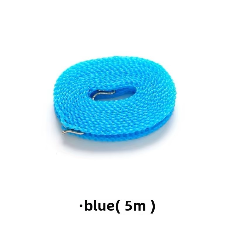 5M Heavy-Duty Non-Slip Clothesline with Rust-Proof Hooks, Indoor/Outdoor Laundry Drying Rope for Balcony Dorm
