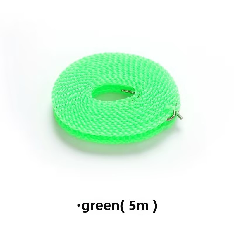 5M Heavy-Duty Non-Slip Clothesline with Rust-Proof Hooks, Indoor/Outdoor Laundry Drying Rope for Balcony Dorm